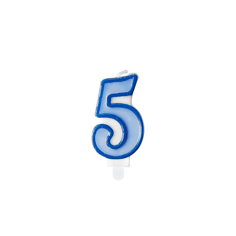 Bougie Chiffre 5 - bleu
