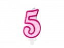 Bougie Chiffre 5 - rose