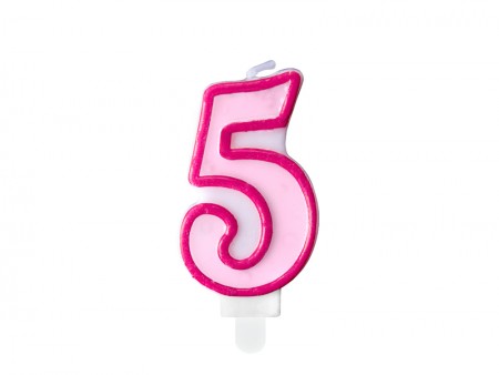 Bougie Chiffre 5 - rose