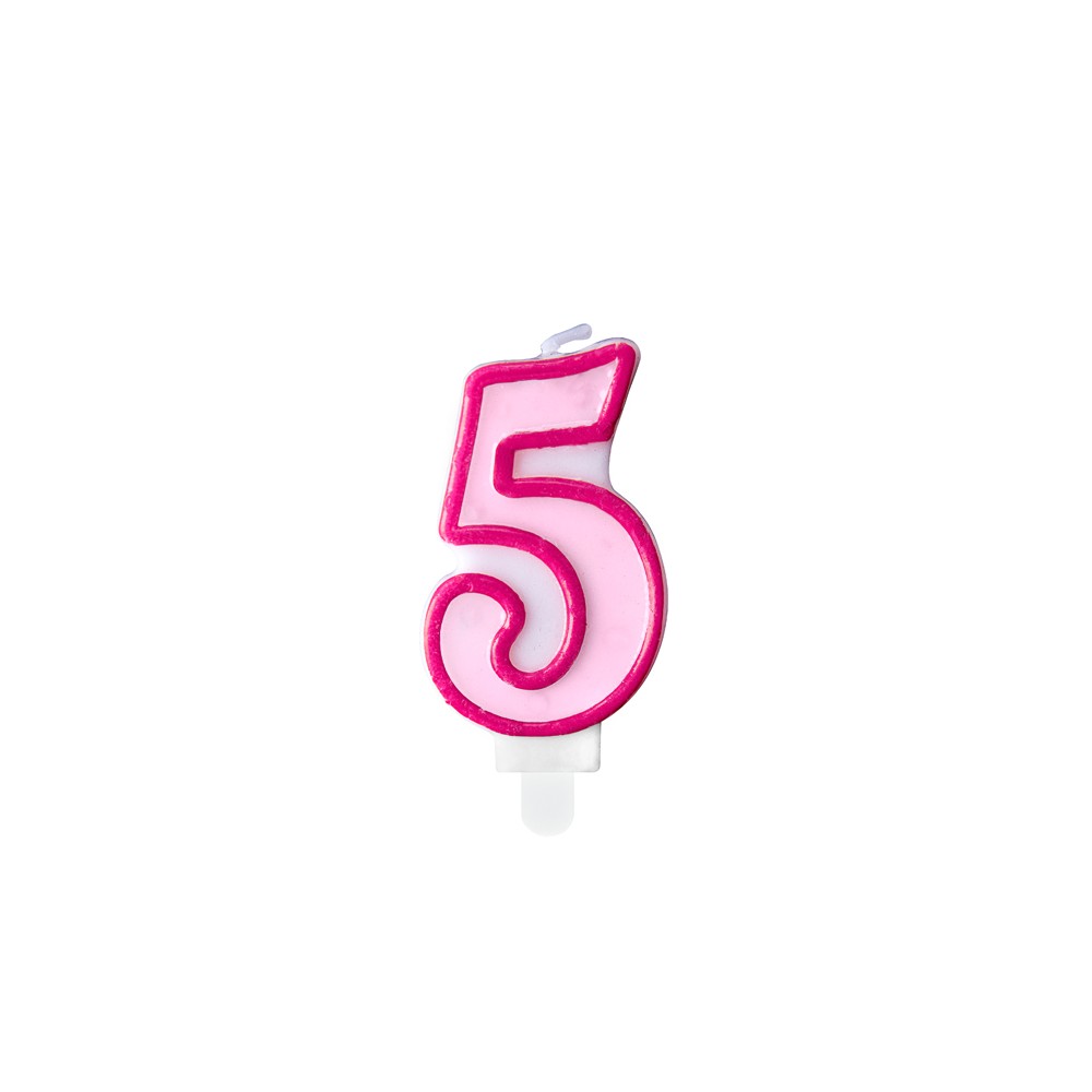 Bougie Chiffre 5 - rose