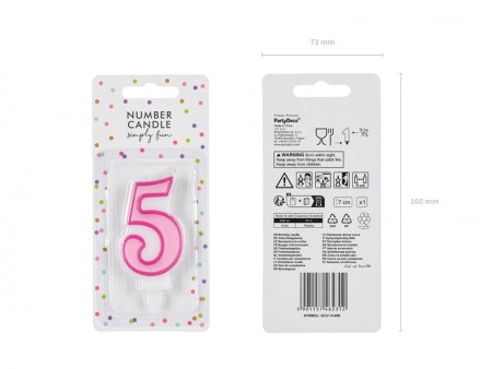 Bougie Chiffre 5 - rose