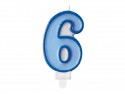Bougie Chiffre 6 - bleu