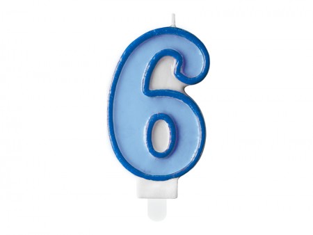Bougie Chiffre 6 - bleu
