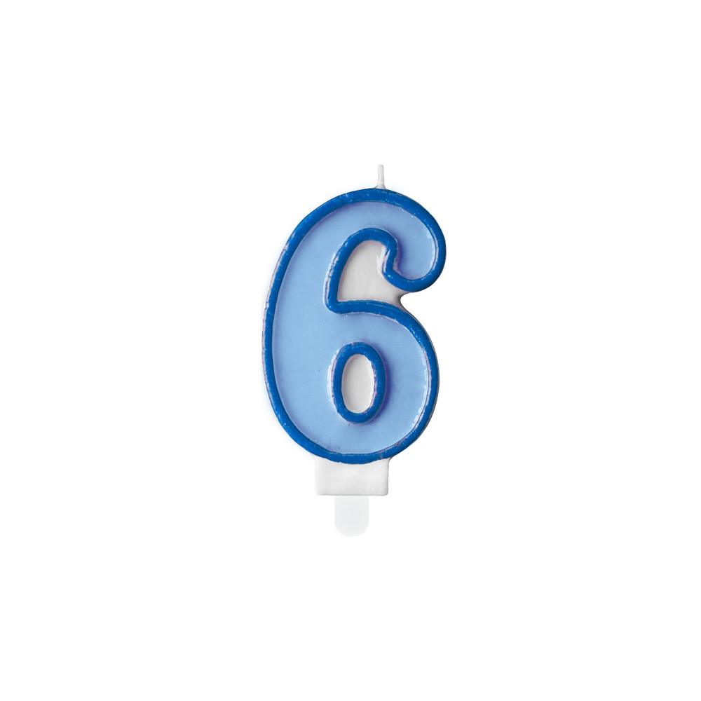 Bougie Chiffre 6 - bleu