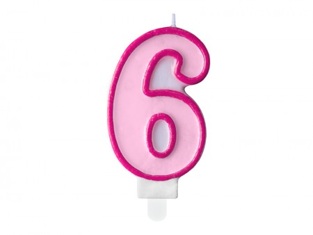 Bougie Chiffre 6 - rose