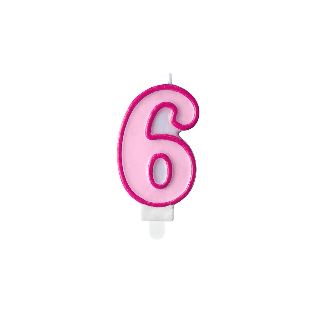 Bougie Chiffre 6 - rose