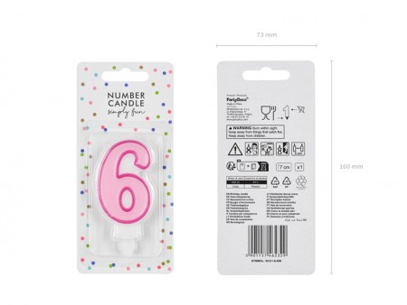 Bougie Chiffre 6 - rose