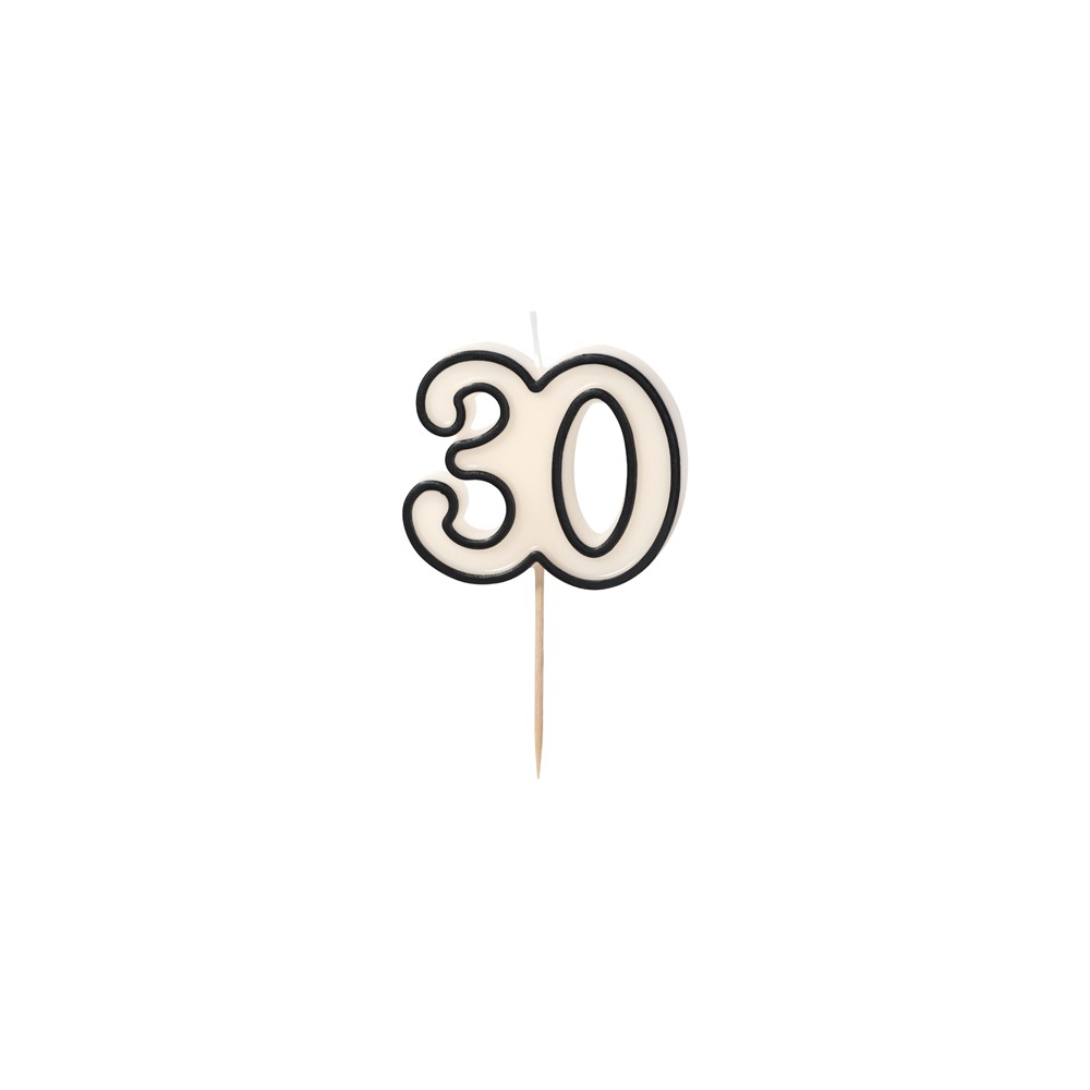 Bougie numéro 30 - noir et blanc