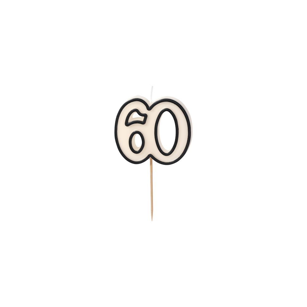 Bougie numéro 60 - noir et blanc