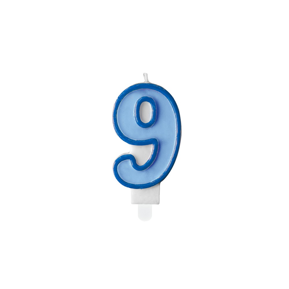 Bougie Chiffre 9 - bleu