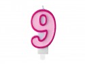 Bougie Chiffre 9 - rose