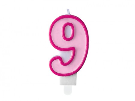 Bougie Chiffre 9 - rose
