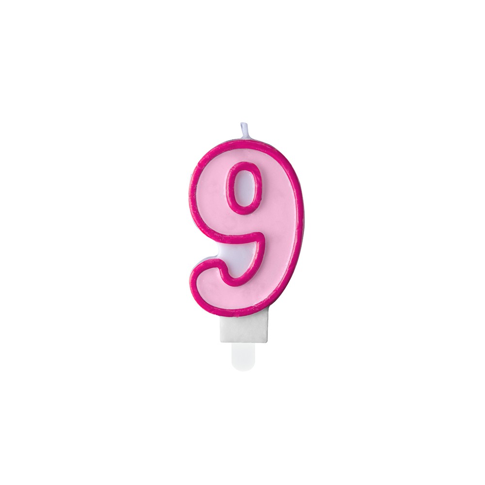 Bougie Chiffre 9 - rose
