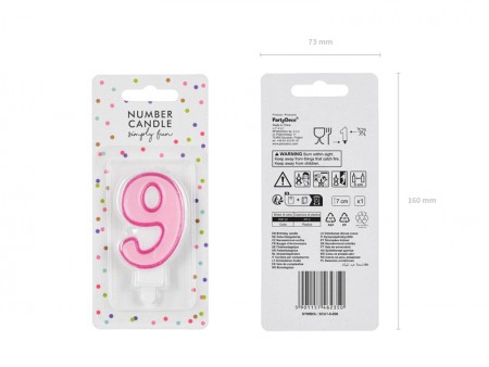 Bougie Chiffre 9 - rose