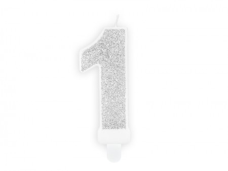 Bougie Chiffre 1 - argent