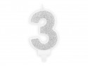 Bougie Chiffre 3 - argent