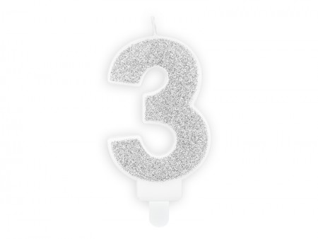 Bougie Chiffre 3 - argent