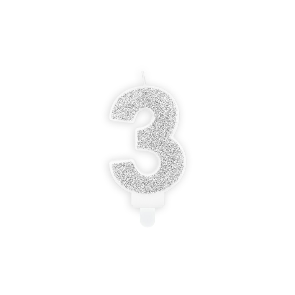 Bougie Chiffre 3 - argent