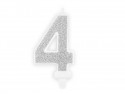 Bougie Chiffre 4 - argent