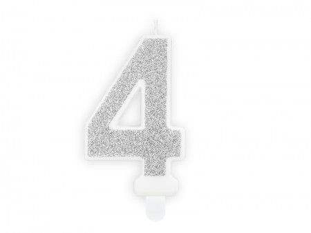 Bougie Chiffre 4 - argent