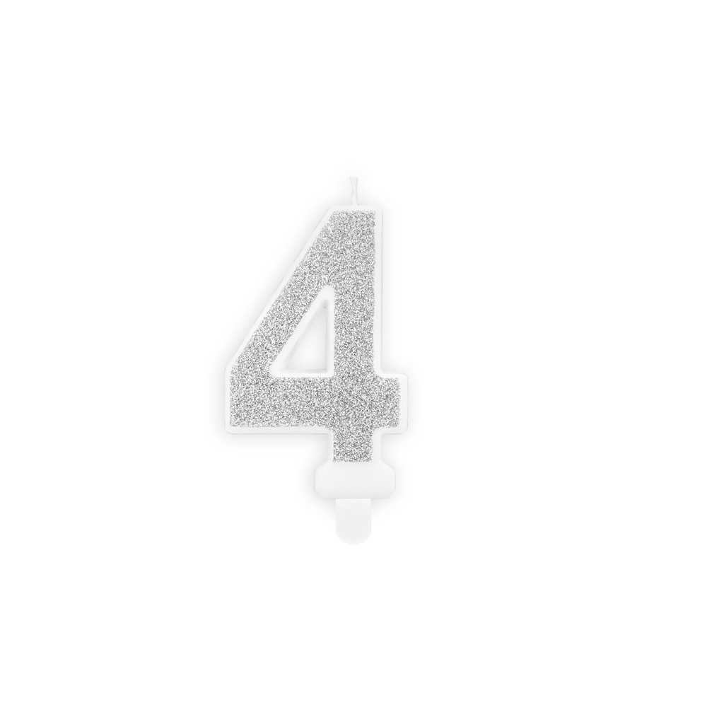 Bougie Chiffre 4 - argent