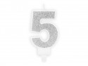 Bougie Chiffre 5 - argent
