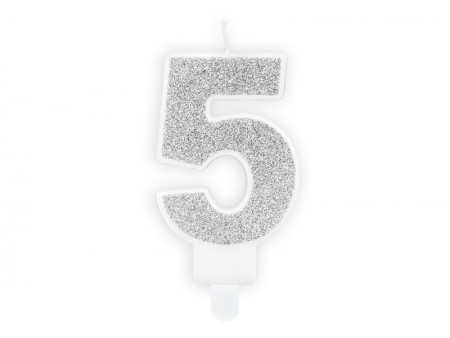 Bougie Chiffre 5 - argent