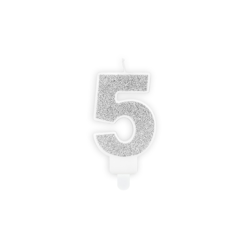 Bougie Chiffre 5 - argent