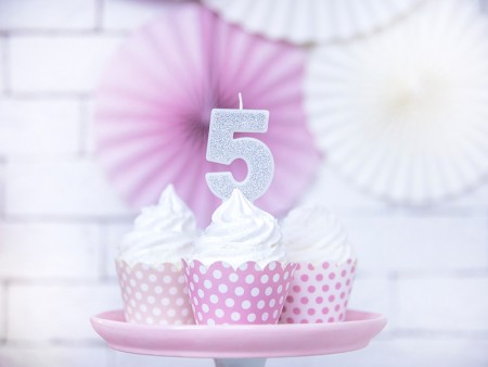 Bougie Chiffre 5 - argent