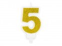 Bougie Chiffre 5 - or