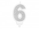 Bougie Chiffre 6 - argent