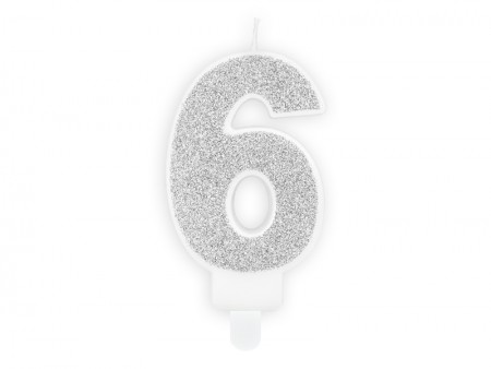 Bougie Chiffre 6 - argent