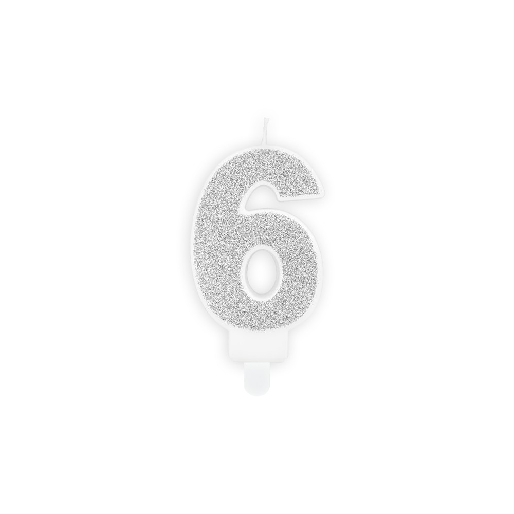 Bougie Chiffre 6 - argent