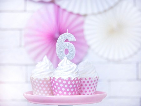 Bougie Chiffre 6 - argent