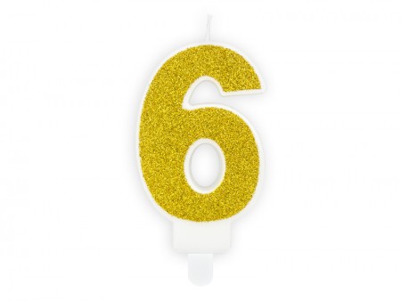 Bougie Chiffre 6 - or