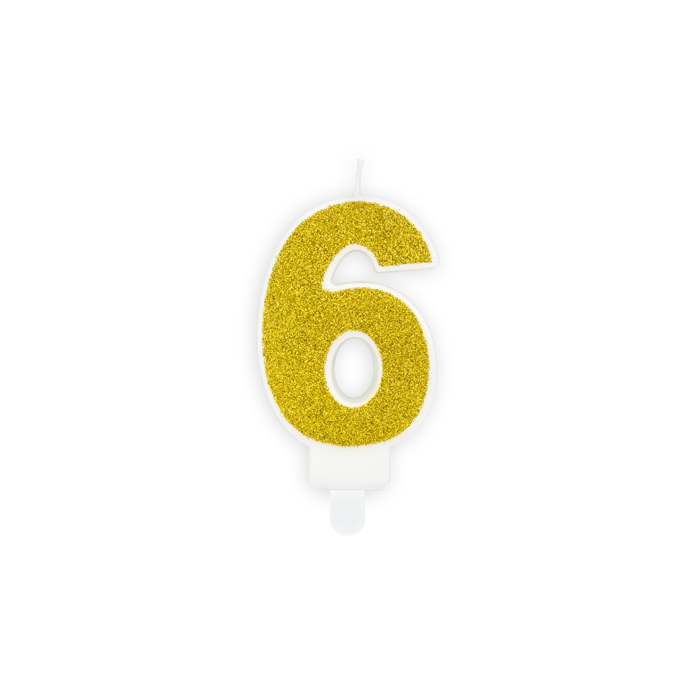 Bougie Chiffre 6 - or