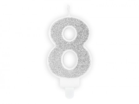 Bougie Chiffres 8 - argent