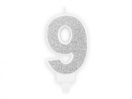 Bougie Chiffre 9 - argent