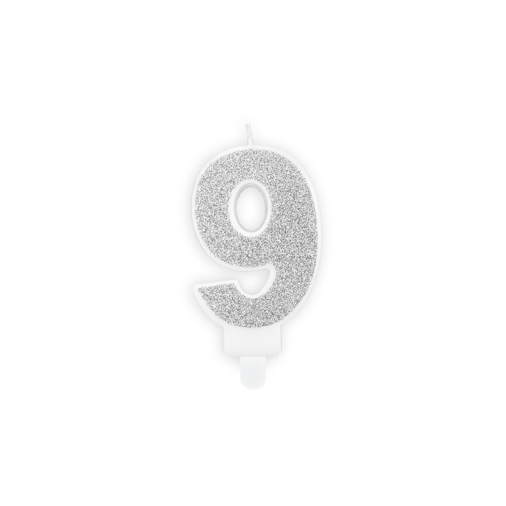 Bougie Chiffre 9 - argent