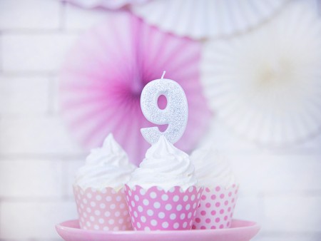 Bougie Chiffre 9 - argent