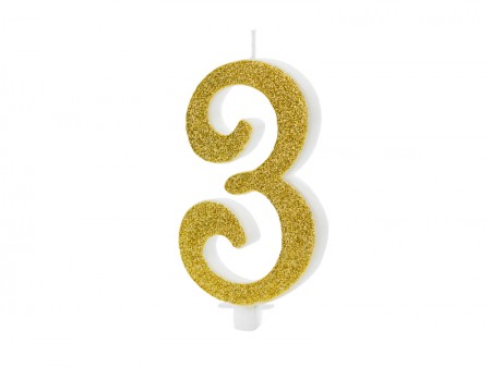 Bougie Chiffre 3 - or