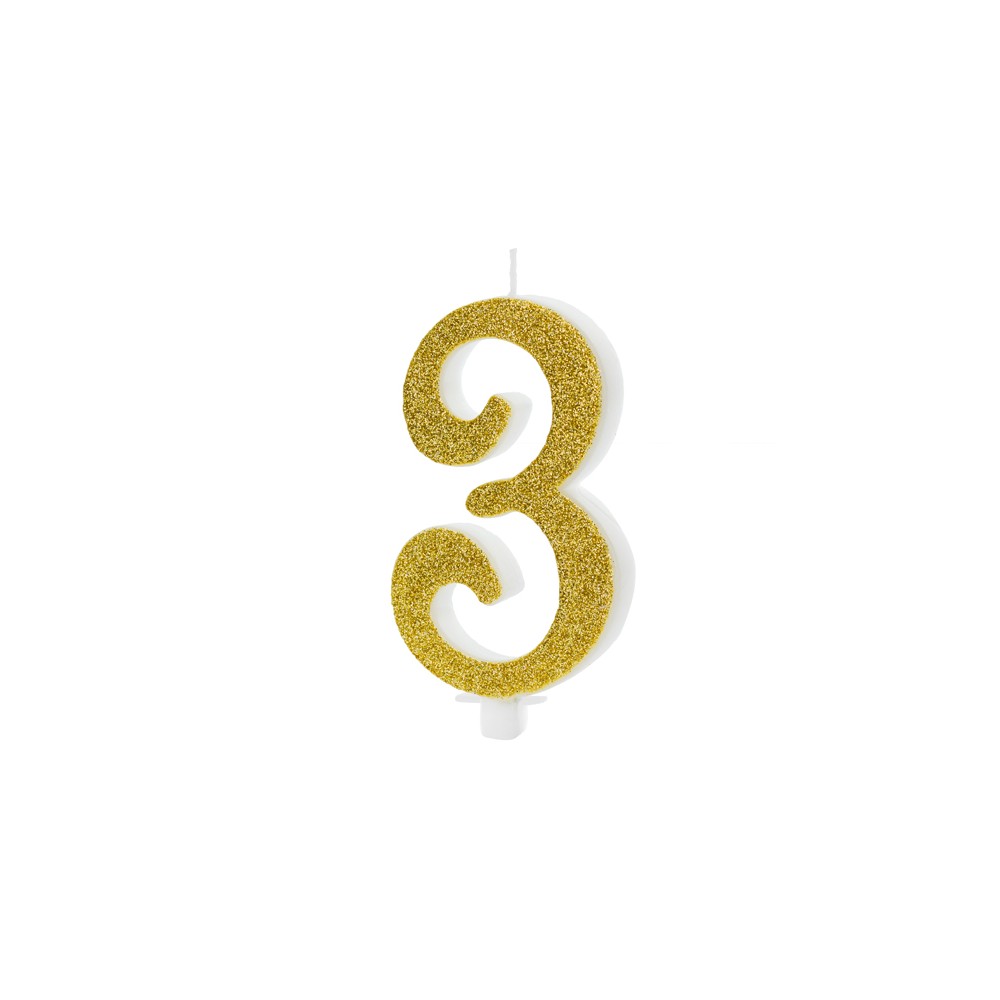 Bougie Chiffre 3 - or