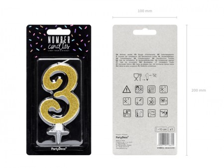 Bougie Chiffre 3 - or