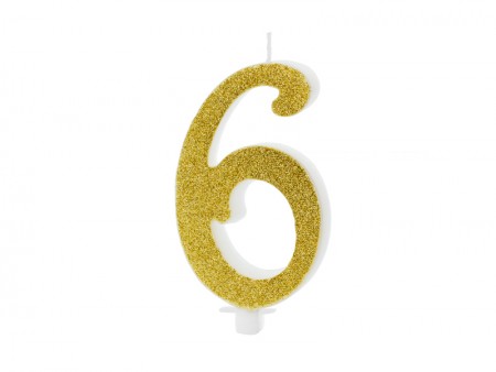 Bougie Chiffre 6 - or