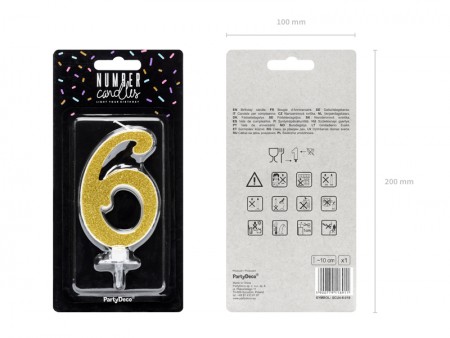 Bougie Chiffre 6 - or