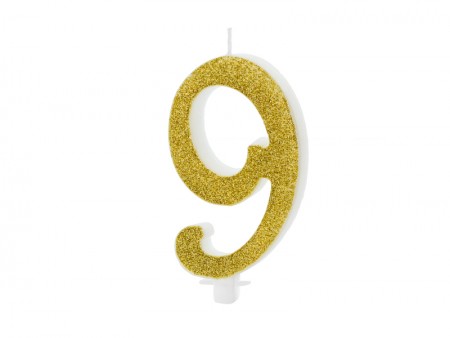 Bougie Chiffre 9 - or