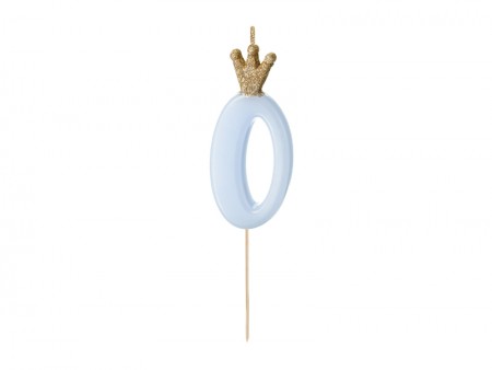 Bougie Chiffre 0 - bleu clair