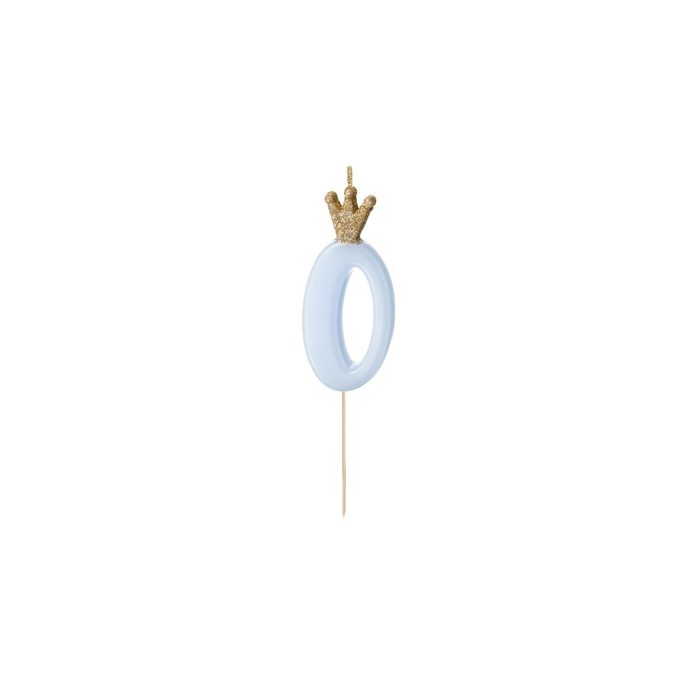 Bougie Chiffre 0 - bleu clair