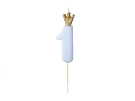 Bougie Chiffre 1 - bleu clair
