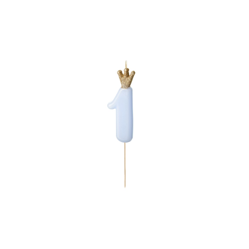 Bougie Chiffre 1 - bleu clair